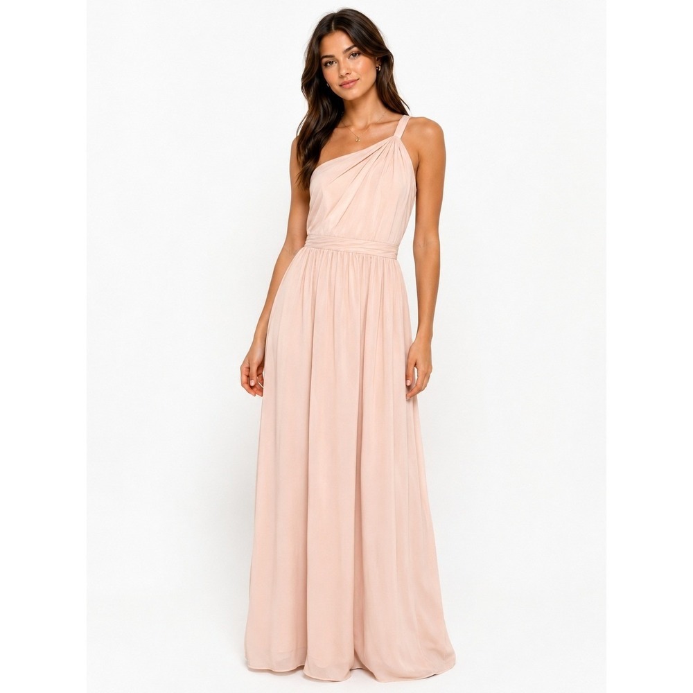Alfred Angelo | Ballerina Pink One Shoulder Chiffon Gown Dress | Size 2